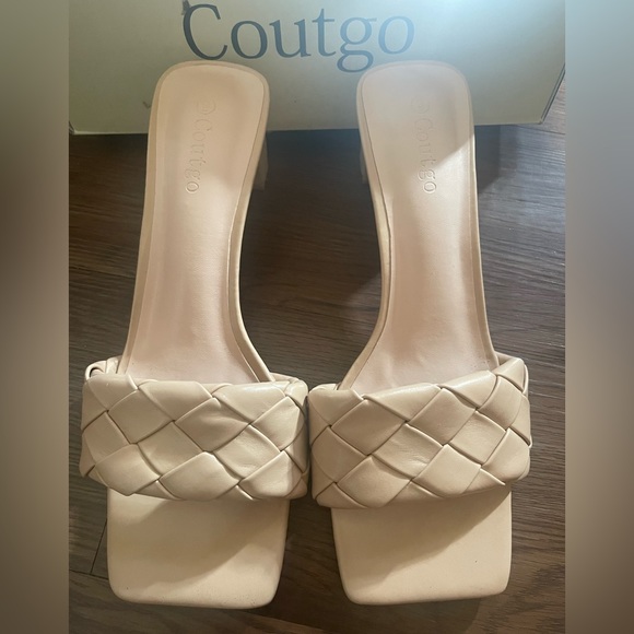 Coutgo women’s woven square open toe slides.(backless sandals dress shoes) - Picture 2 of 3